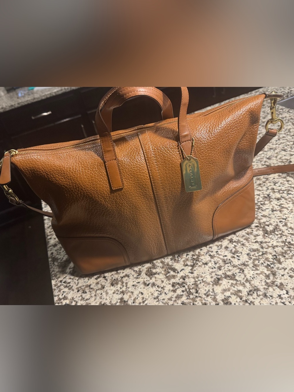 Coach Tan Pebbled Leather Tote with Removable Strap - Picture 2 of 8